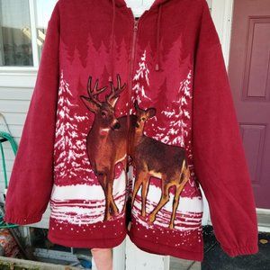 Women's Deer Sherpa Fleece Jacket, XXL